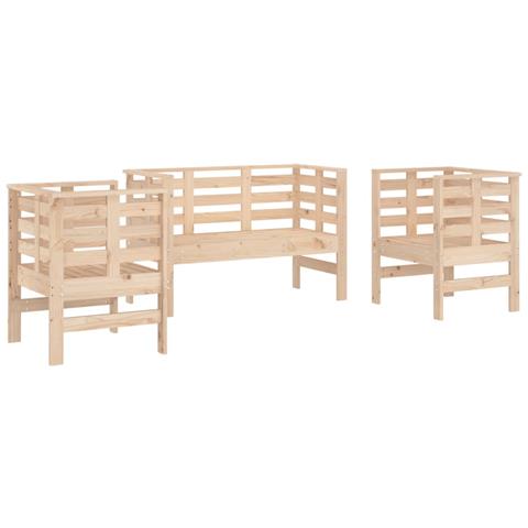 Set Salotto da Giardino 3 pz in Legno Massello di Pino - Foto 1