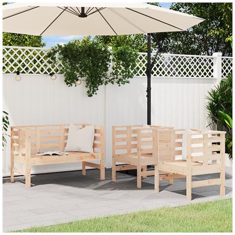 Set Salotto da Giardino 3 pz in Legno Massello di Pino - Foto 10