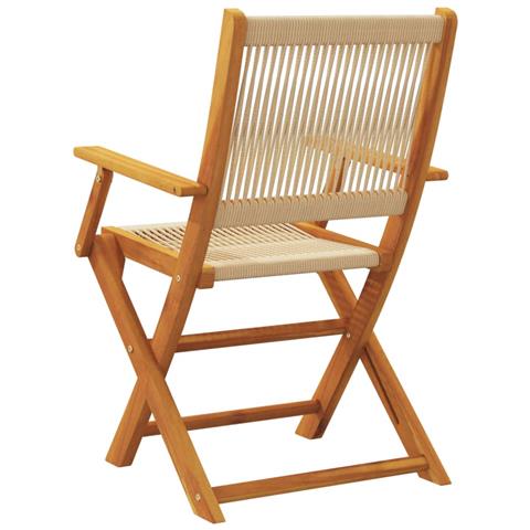 Sedie da Giardino Pieghevoli 4pz Beige Legno Massello di Acacia - Foto 2