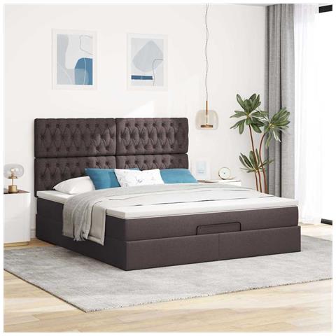 Struttura Letto Pouf Con Materasso 180x200 Cm In Tessuto - Foto 3