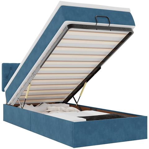 Pouf Letto Con Materasso E Led Blu Scuro 80x200cm In Velluto - Foto 2
