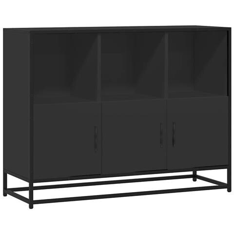 Credenza Nera 100x35x76 Cm In Legno Multistrato - Foto 2