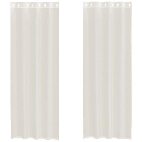 Tende In Voile Con Occhielli 2 Pz Crema 140x300 Cm - Foto 2