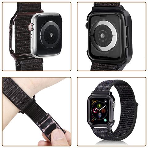 Dam Cinturino  In Nylon Con Custodia Rigida E Chiusura In Velcro Compatibile Apple Watch 40mm 28x2x1 Cm. Colore Nero - Foto 3