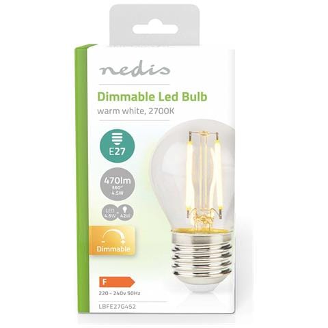 Lampadina A Filamento Led Decorativa G45 4,5w Stile Retrò E27 Dimmerabile, Trasparente - Foto 2