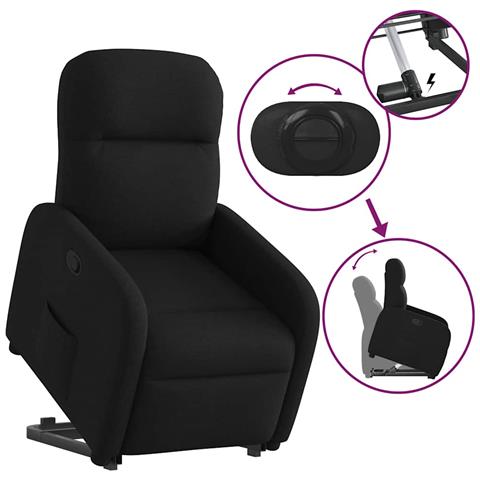 Poltrona Alzapersona Reclinabile Nera in Tessuto - Foto 9