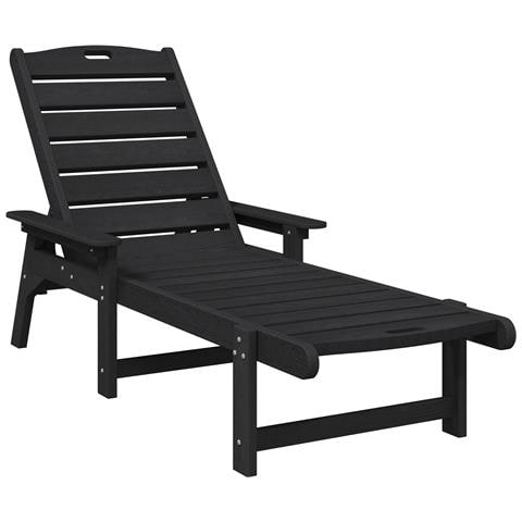 Lettino Prendisole Nero 53x162x98.5 cm HDPE - Foto 1