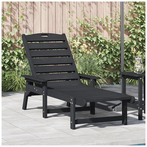 Lettino Prendisole Nero 53x162x98.5 cm HDPE - Foto 2