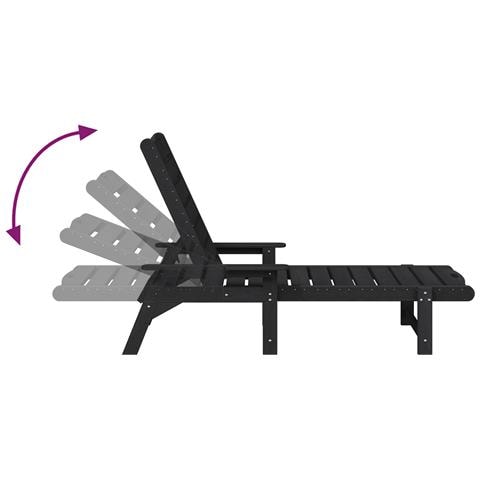 Lettino Prendisole Nero 53x162x98.5 cm HDPE - Foto 9