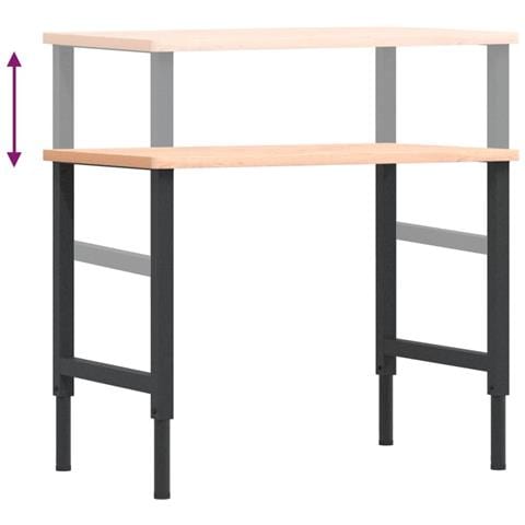 Banco da Lavoro 100x60x(71,5-98) cm Legno Faggio Rettangolare - Foto 9