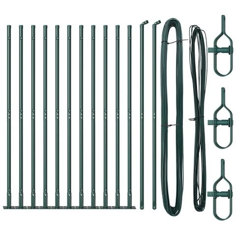 Pali di Recinzione con Piastra di Base 13 pcs Ø32mm 68,5cm Acciaio Zincato - Foto 1