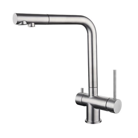 Miscelatore Per Lavello Cucina A 3 Vie In Acciaio Inox Tubico Kitchen River T39057s - Foto 1