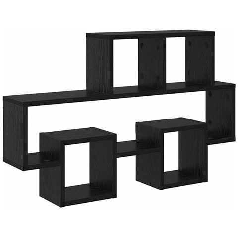 Scaffale da parete con lo scaffale Rovere nero 82 x 15 x 51 cm - Foto 1
