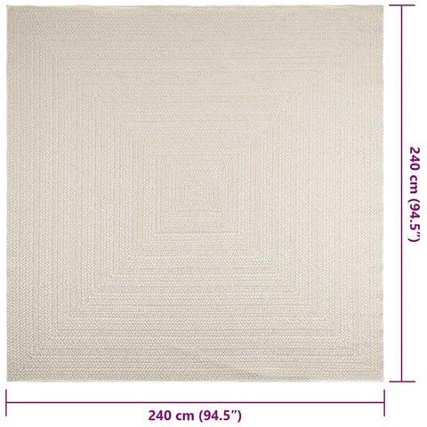 Tappeto ZIZUR Crema 240x240 cm Aspetto Iuta Interni ed Esterni - Foto 9