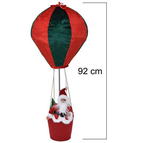 Mongolfiera Di Babbo Natale Verde E Rosso Decorazione Statuina Natalizia 40x92cm - Foto 2