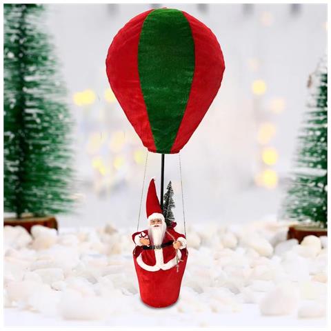 Mongolfiera Di Babbo Natale Verde E Rosso Decorazione Statuina Natalizia 40x92cm - Foto 1