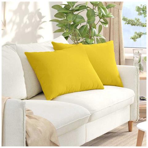 Cuscini da Divano 2 pcs Giallo Chiaro 70 x 50 cm Tessuto - Foto 2