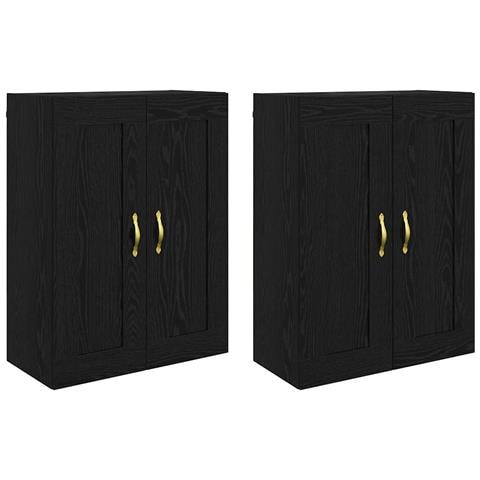 Mobile a muro 2 pcs Rovere Nero 69,5 x 34 x 90 cm - Foto 1