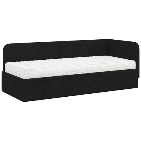 Cornice del letto ad angolo Nero 80 x 200 cm Tessuto - Foto 1