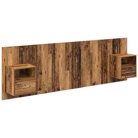 Testata con Comodino 3 pcs Legno vecchio Legno multistrato - Foto 1