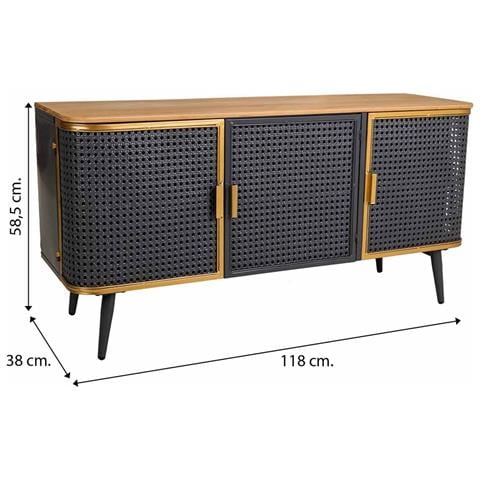 Credenza In Metallo E Legno Con 3 Porte 118x38x58,5 - Foto 8