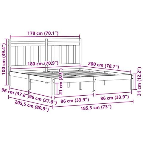 Struttura del letto Marrone cerato 205,5 x 185,5 x 100 cm - Foto 9