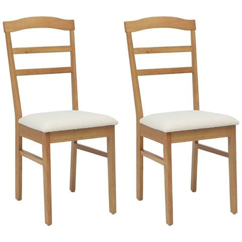Sedia da pranzo 2 pcs Naturale e chiaro Legno di gomma solido - Foto 1
