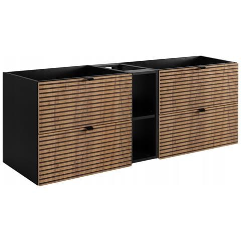 | Mobili da bagno | Marrone opaco, nero | L /A /D circa 140/57/46 cm | Mobiletto, mobili da bagno | Mensola, top - nero, LOFT - Foto 1