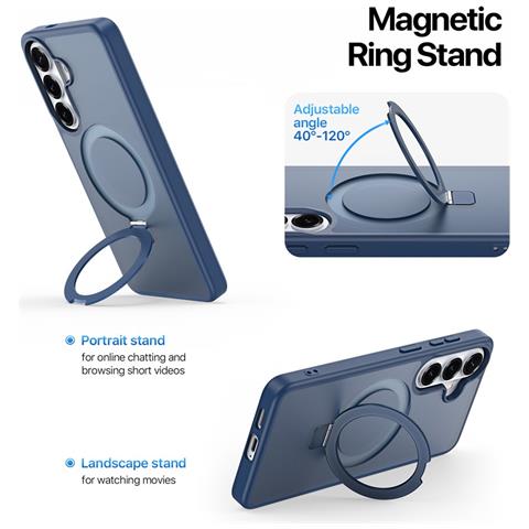 Cover per Galaxy S26 - TPU+PC, Blu Oscuro, Con Soporte - Foto 4