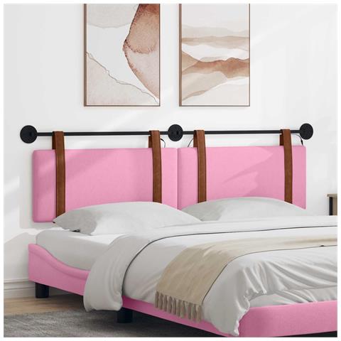 Testiera sospesa Con luce LED Rosa PU Antico - Foto 2