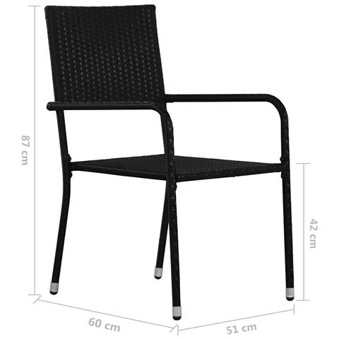 Sedie da Pranzo da Giardino 4pz Impilabili Nere in Polyrattan - Foto 6