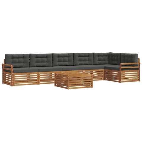 Set di divani da esterno con cuscino 7 pcs Naturale e Antracite - Foto 1