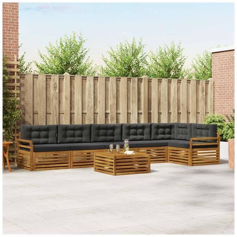 Set di divani da esterno con cuscino 7 pcs Naturale e Antracite - Foto 2