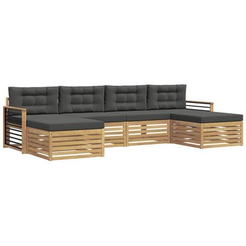 Set divani 6 pcs Bianco e Antracite Legno di Acacia Massello - Foto 1