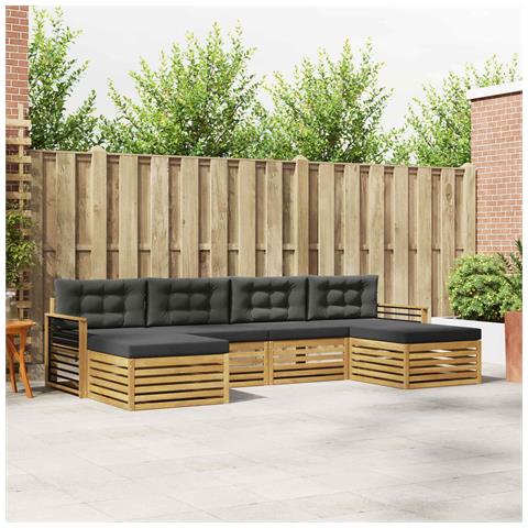 Set divani 6 pcs Bianco e Antracite Legno di Acacia Massello - Foto 2