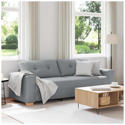 Divano a 3 posti Grigio Chiaro 220x78x80 cm in Tessuto - Foto 2