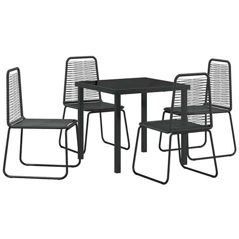 Set da Pranzo per Giardino 5 pcs Nero - Foto 1