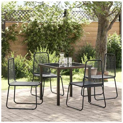 Set da Pranzo per Giardino 5 pcs Nero - Foto 2