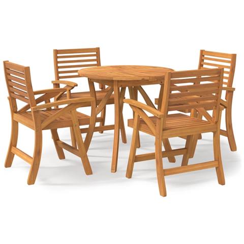 Set da Pranzo per Giardino 5 pz in Legno Massello di Acacia - Foto 1