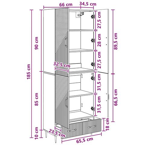 Set di armadi 2 pcs 66 x 34,5 x 95 cm Legno ingegnerizzato - Foto 8