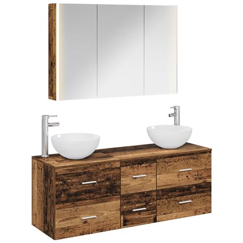 Set di mobili per il bagno 4 pcs Legno antico - Foto 1