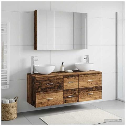 Set di mobili per il bagno 4 pcs Legno antico - Foto 2
