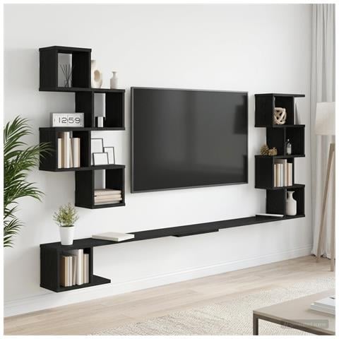 Mensola per TV da muro Rovere Nero 180 x 15 x 94 cm - Foto 2