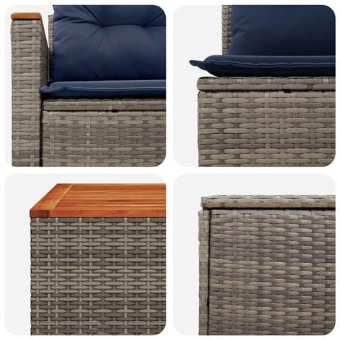 Set di divani 6 pz Grigio e Blu Navy Rattan sintetico e Acciaio - Foto 10