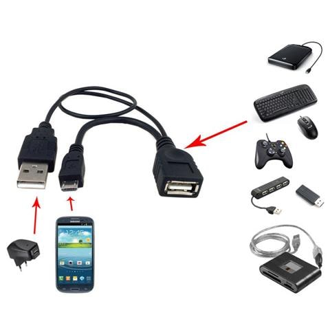 ICOC MUSB-MC2 - Cavo USB A F 2.0 OTG Micro USB M con Alimentazione USB, 30cm Nero - Foto 2