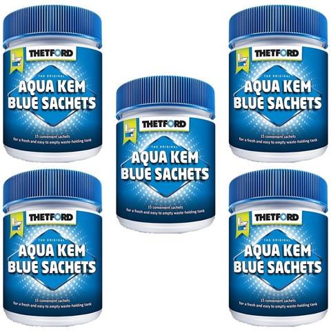 OFFERTA 5 CONFEZIONI AQUA KEM SACHETS DA 15 3 BUSTINE AQUE NERE WC CAMPER