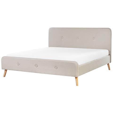 Letto Matrimoniale Moderno In Tessuto Beige 180x200cm Rennes - Foto 32