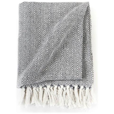 Copriletto in Cotone a Spina di Pesce 125x150 cm Blu Marino - Foto 2