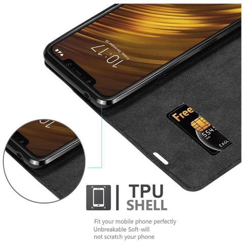 Custodia Compatibile Con Xiaomi Pocophone F1 In Nero Di Notte - Coperchio Protettiva Con Chiusura Magnetica, Funzione Stand E Tasca Per Le Carte - Foto 2