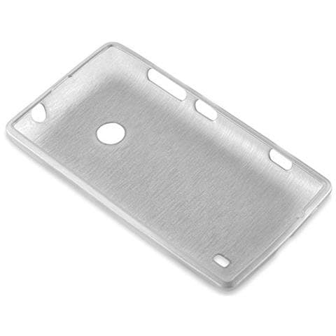 Custodia Compatibile Con Nokia Lumia 525 In Argento - Coperchio Protettivo In Silicone Tpu Flessibile Con Design Spazzolato - Foto 2